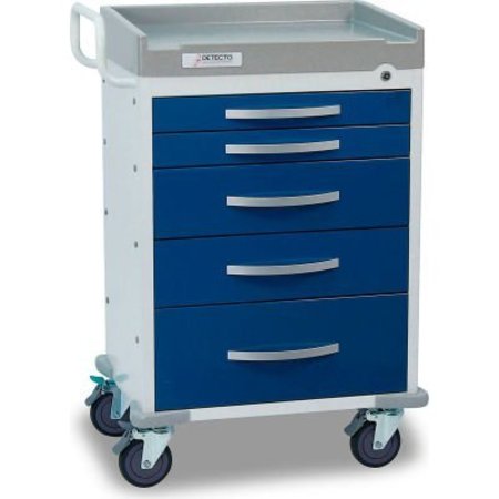 DETECTO DetectoÂ Rescue Series Anesthesiology Medical Cart, White Frame W/ 5 Blue Drawers RC33669BLU